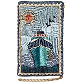 Mary Frances On Board Beaded Crossbody Cell Phone Bag – Adjustable Strap Evening Clutch with Zipper Closure for Travel, Weddings, Parties – Multicolor