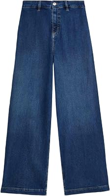 Jean Coupe Large Taille Haute Longueur Cheville Indigo Moyen UK 6 (EU 34)