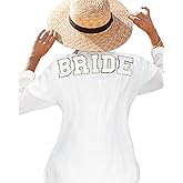 Velmitten Bride Swimsuit Coverup for Women Wedding White Cotton Linen Beach Shirt Bride Gifts for Bachelorette Party