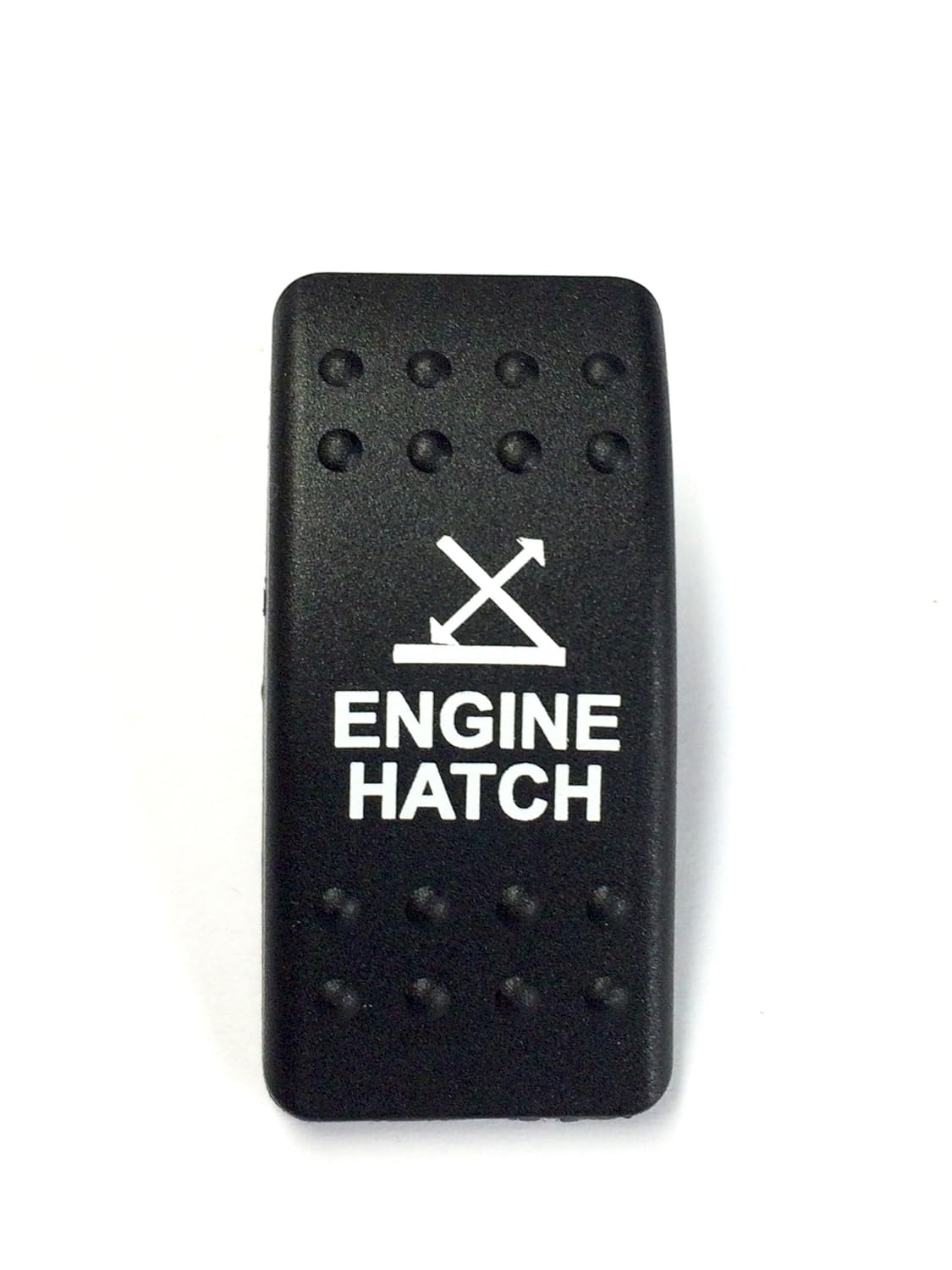 Euro Rocker Switch Cover with Text, Black with Blue Lens. Contura II, Fits Carling, Cole Hersee, Blue seas