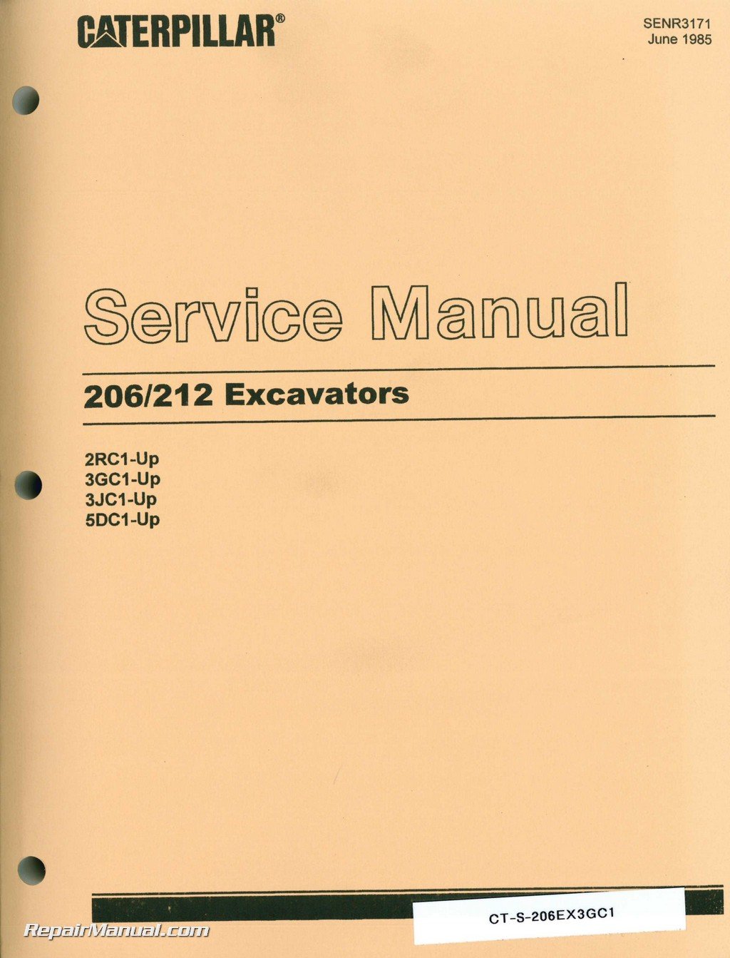 CT-S-206EX3GC1 Caterpillar Excavator 206 212 Excavator Service Manual:  Manufacturer: Amazon.com: Books
