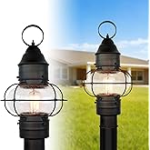 Kalium Outdoor Post Light Hard Wired, Matte Black Lamp Post Light Fixture with Seeded Glass,19" Waterproof Outside Column Lan
