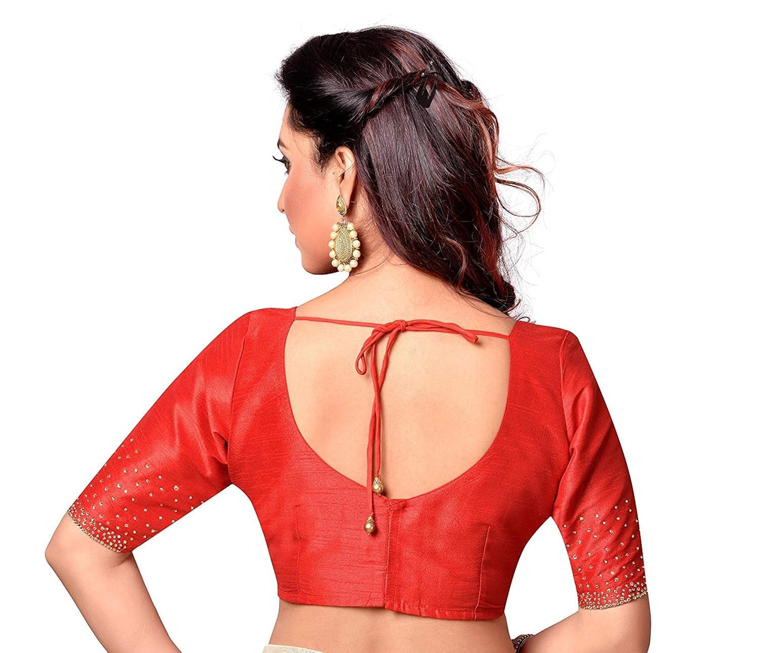 xomantic fashion designer crystals sleeve blouse