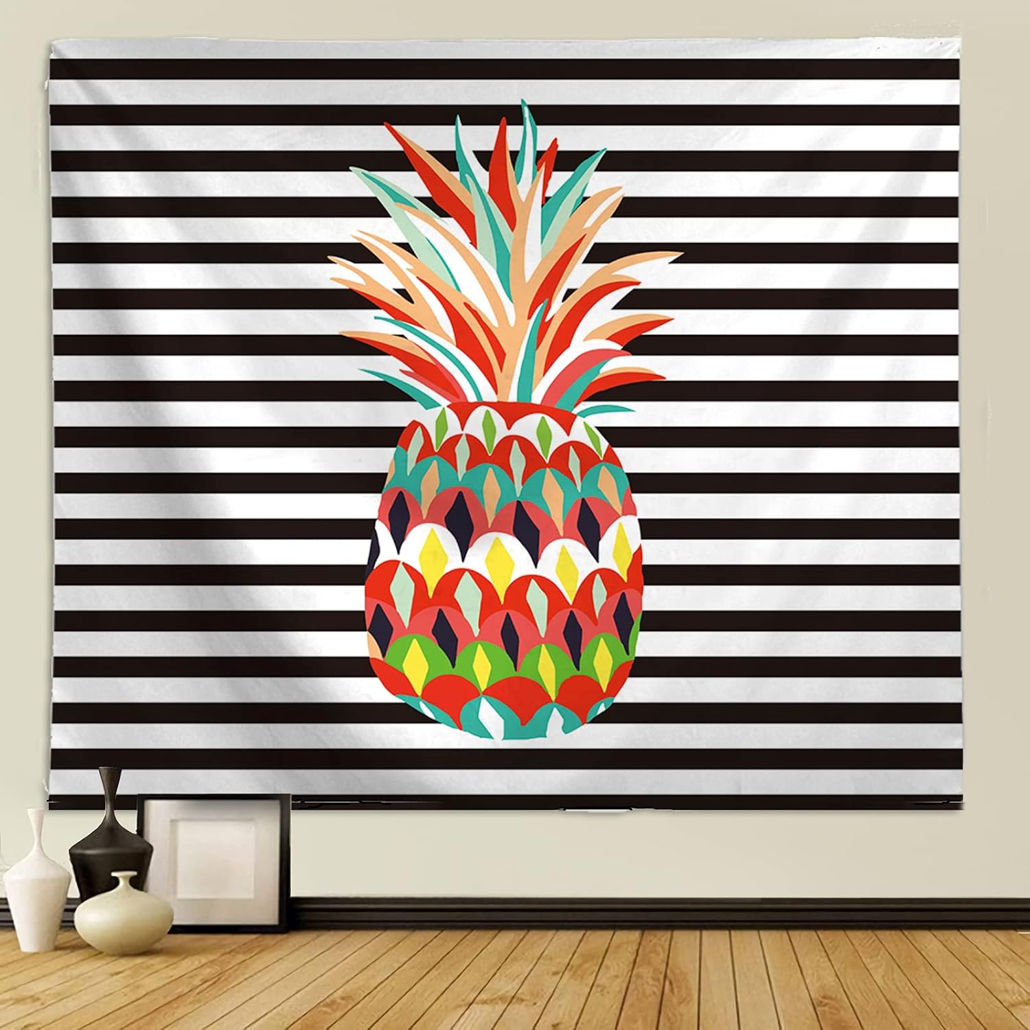 Yeacun Colorful Pineapple Tapestry Wall Hanging Tropical Plants Tapestry, Psychedelic Tapestries Tropical Wall Bedroom Home Decor (60L x 50W inches/150 x 130 cms)