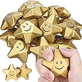 Deekin 36 Pieces Star Stress Balls Mini Foam Ball Stress Relief Squeeze Toys Mini for Kids Teens and Student Adults Gifts Bag Fillers at Work School Home(Smile,1.6 Inch)