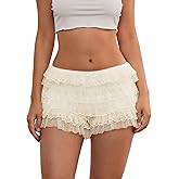 KMBANGI Women Y2k Lace Bloomers Lolita Layered Ruffle Shorts Pumpkin Cute Boy Bottoms Micro Tiered Pettipants