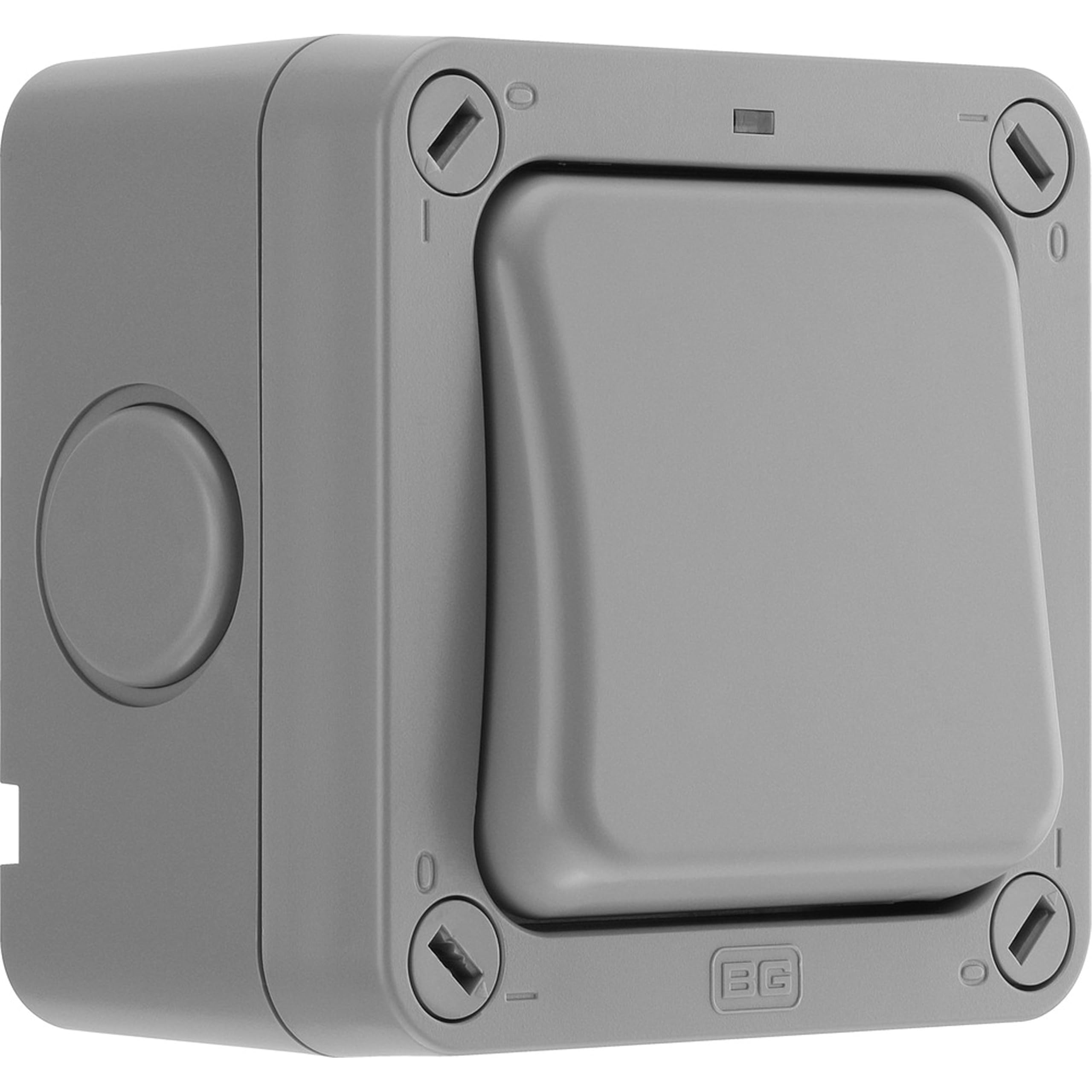 BG Electrical Outdoor Single Wall Switch with LED Indicator, Double Pole, Weatherproof Storm, 2 Way, Grey, 20A, IP66 Rated, WP30