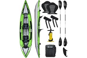 Driftsun Almanor Inflatable Kayak - Inflatable Touring Kayak - 1 & 2 Person Kayaks for Adults with EVA Padded Seats, High Back Support, Paddles, Pump