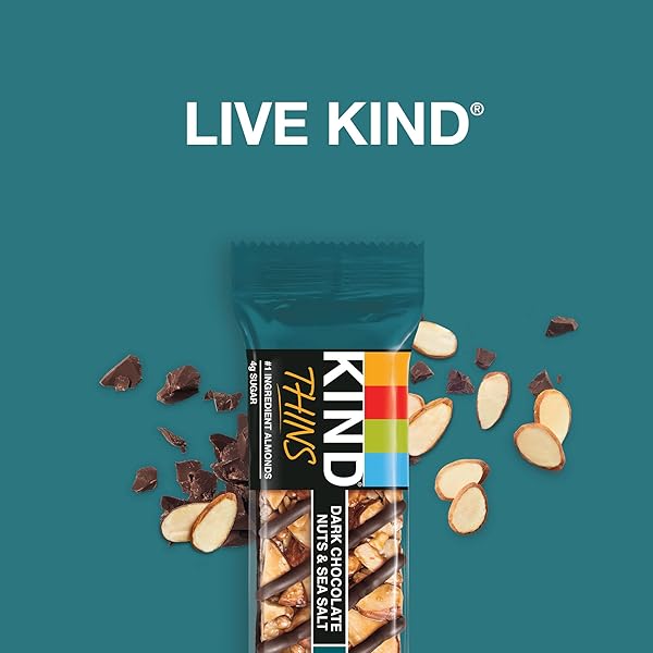 KIND THINS SNACK BARS, DARK CHOCOLATE NUTS & SEA SALT, GLUTEN FREE, LOW CALORIE, HEALTHY SNACKS, 4G SUGAR, 10 COUNT
