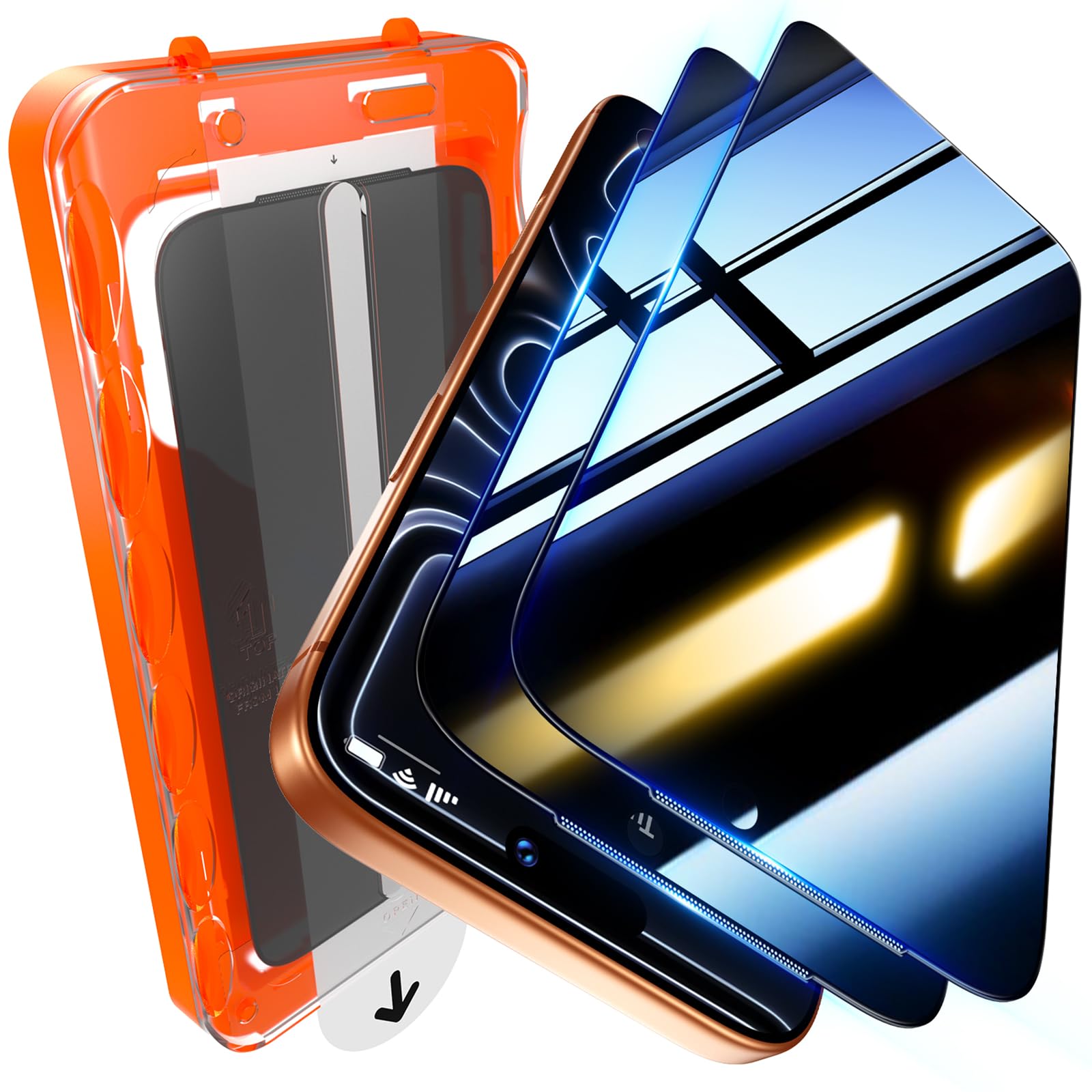 UniqueMe 2 Pack for iPhone 17 Pro Max Privacy Screen Protector - [Military Grade Shatterproof & 9H+ Hardness] Privacy Screen 17 Pro Max Tempered Glass Full Coverage,Easy to install Image