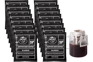 Copper Cow Coffee Premium Vietnamese Coffee: Single-Serve Classic Black Pour Over Coffees, Specialty, Ground, Woman-Owned, Gourmet, Travel, Camping, On-the-Go (includes: 16 classic coffees)