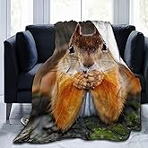 Funny Squirrel Flannel Throw Blanket Lightweight Soft Warm Bed Throws for Home Couch Room Sofa Office Travel Camping Dorm Decor Adults Kids Gifts 50x40 Inch