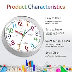 Roymnie Wall Clock for Kids Learning to Tell Time