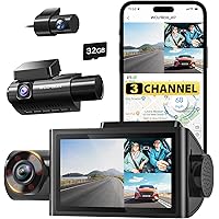 WOLFBOX i07 3 Channel Dash Cam Built-in WiFi GPS, 4K+1080P Dash Camera Front and Inside, 1440P+1080P+1080P Triple Car Camera 