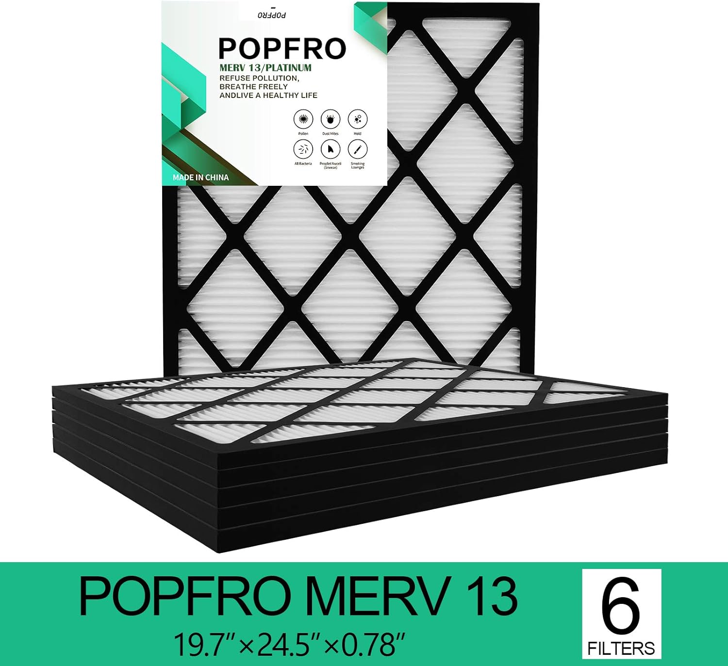 POPFRO Air Filters,20x25x1 HVAC Furnace Air Filter 6 Pack,MERV13,Comparable with MPR 300/600.Clean Living Dust Reduction,Permanent Washable Filters: Home & Kitchen