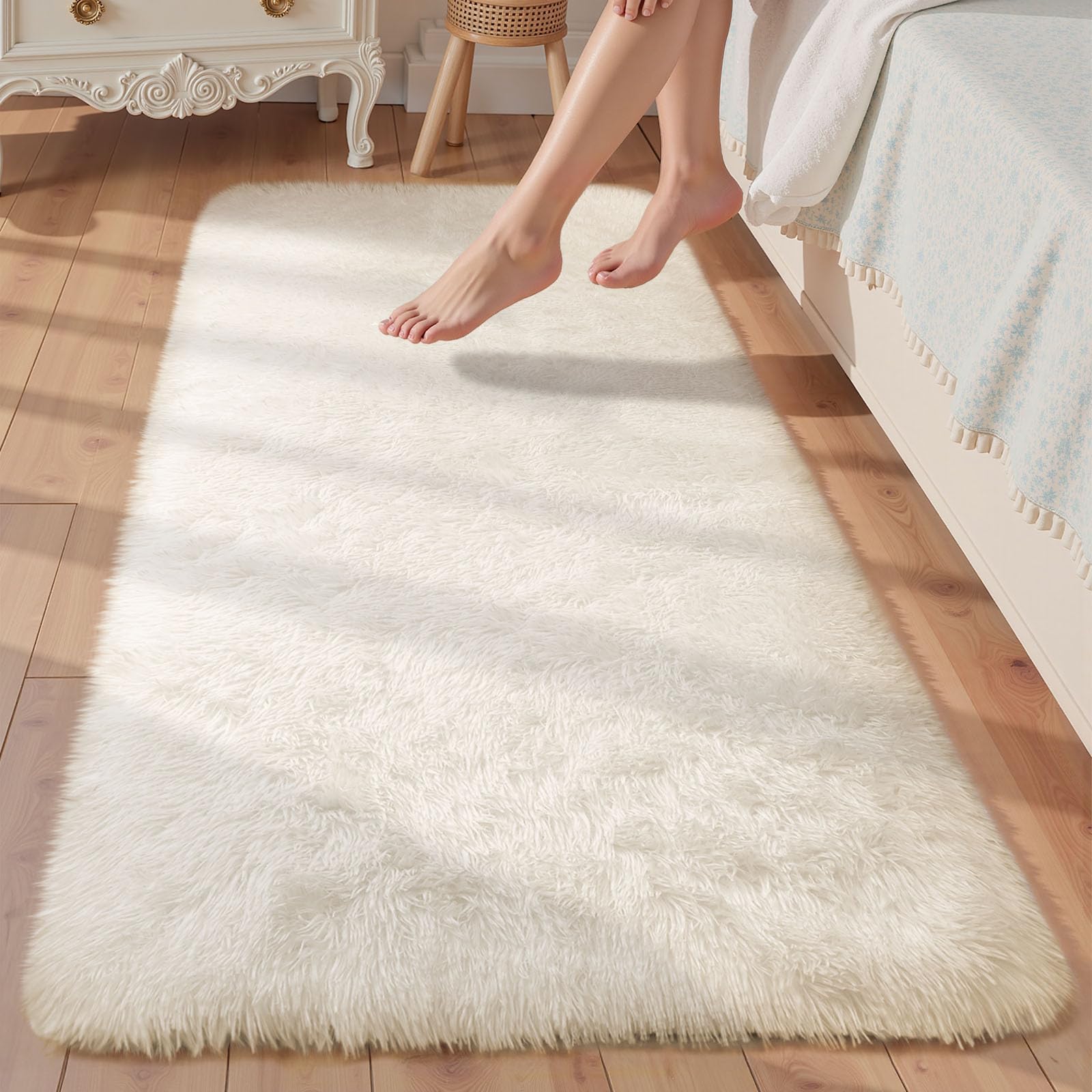 Sour Lemon Rugs Living Room 60x220cm, Runner rug for Bedroom, Washable Anti Slip Fluffy Rug Shaggy Soft Modern Floor Carpets Mat Beside Rugs for Kids Hallway Living Room