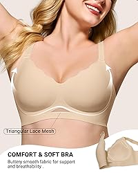 HORISUN Womens Wireless Bras Comfortable Push Up