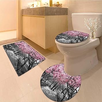 Bedruckt Bad Teppich Set Holz Dach Winter Icy Arctic View C
