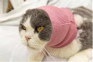 FDANDADE Neck Cowl for Cat, Cat Neck Scarf for Cats Anxiety Relief – Noise Canceling for Fireworks, Thunderstorms, Pet Grooming & Force Drying(Pink S)
