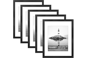 VIOLABBEY 11x14 Picture Frame Set of 5, Black Frames for 8x10 Photos with Mat or 11 x 14 without Mat,Gallery Wall Frame