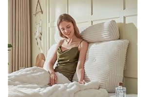 AmyWtb Headboard Wedge Pillow + A Long Neck Roll Pillow Body Pillow，Large Headboard Pillow with Removable Cover (Beige, Queen：59x8x20 inches)