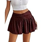 Avidlove Women Ruffle Skirt Ruched Waist Short Skirts Sexy Glitter Skirt Mini Lingerie Skirts