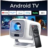 4K Support Native 1080P Smart Projector, 600 ANSI, Android TV, HiFi Speaker | Portable Projector with WiFi and Bluetooth, Auto Focus &amp; Keystone, HDR10, 0.8:1 Short Throw, 270&deg; Rotating Stand Proyector X3