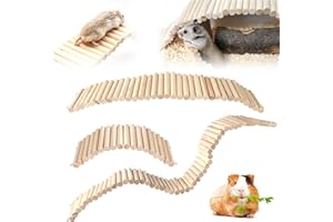 ZUOLUN Hamster Wooden Pet Ladder Bridge: 3 Pieces Wooden Hamster Suspension Ladder Bridge, Bendable Cage Habitat Toy, Climbing Ladder & Fence Bundle for Hamster Chinchilla Mice Gerbil and Other Small Animals