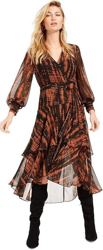 bar iii printed wrap maxi dress