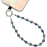Danni Yan Cell Phone Wrist Strap Crystal Beaded Phone Bracelet Strap For Women Sparkling Beads Wristlet Lanyard Beaded Chain (Aqua Glass Green)