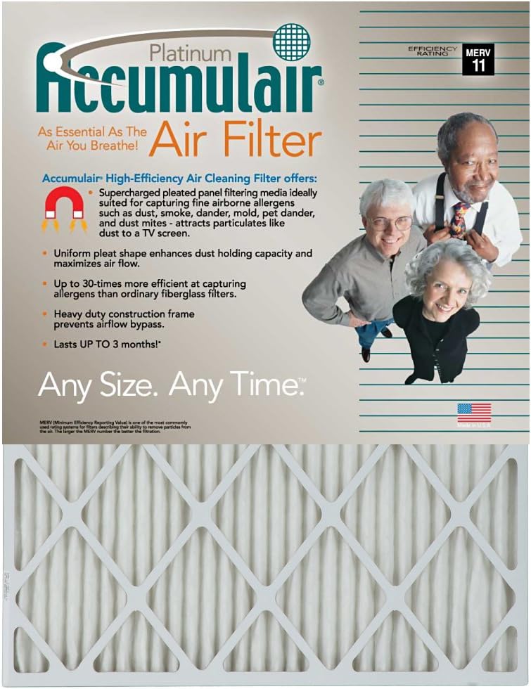 12x36x2 (11-1/2x35-1/2) Accumulair Platinum Filter MERV 11 4-Pack