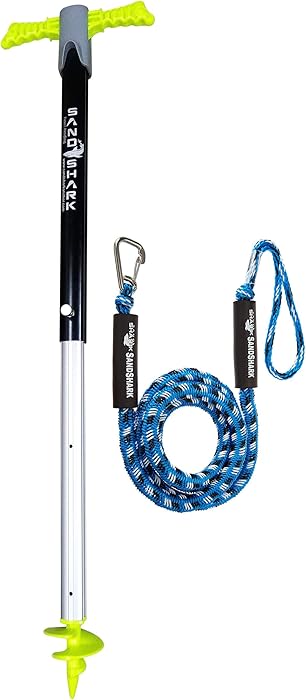 SandShark Supersport Anchor Patent Pending Design Holds and Protects Watercraft at Beach, Sandbar, or in Shallow Water. Boats, Pontoons, or PWC. Adjusts 29"-48" w/Case.