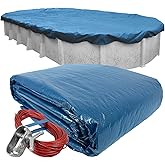 Robelle 15 x 30 ft Heavy Duty Super Oval Pool Cover for Above Ground Pools | Blue Winter Cover, 4 ft Overlap (19 x 34ft Cover Size), Solid 8 x 8 Scrim, 2.36 oz/yd2, 10-Year Warranty, Style: 351530-4