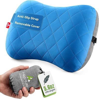 HIKENTURE Camping Pillow with Removable Cover Ultralight Ergonomic Inflatable