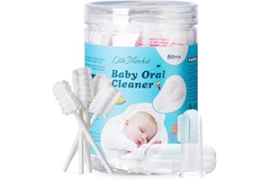 Little Meerkat 80 Pcs Baby Toothbrush for Infant | Milk Stains & Tooth Decay | Baby Tongue Cleaner | 5-Layer Cotton Swab | 0-12 Month Newborn Teething