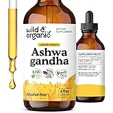 Wild & Organic Ashwagandha Drops - Mood Support Supplement w/Ashwagandha Root Extract - Liquid Drops for Calm Mind - Relaxation Supplements - Sugar & Alcohol-Free - 4 fl oz