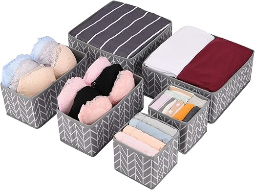 Strehknewen Schubladen Organizer 6er-Set - Faltbare Aufbewahrungsboxen Grau