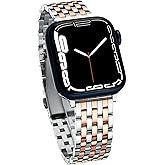 Seven-link Watch Band for Apple Watch Series 11, 10, 9, 8, 7, 6, 5, 4, 3, 2, 1 and SE 3/2/1 for Women, Dressy Stainless Steel Metal Band for Apple Watch 40mm 41mm 42mm 38mm 44mm 45mm 46mm for iWatch