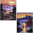 Jethami 2 Pack Yellowstone National Park Paint by Numbers Kit for Adults, Fall Landscape Acrylic Wander Painting National Parks Paint by Number for Beginner 16x20 in