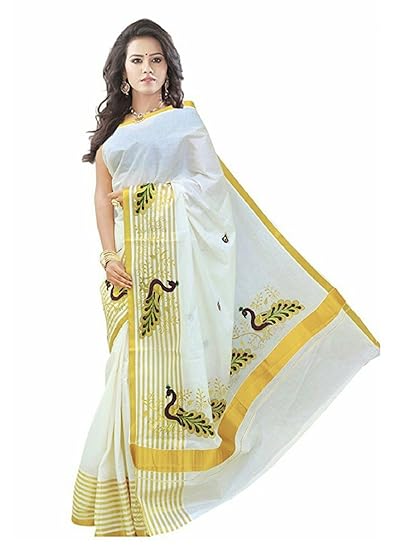 selvamani tex cotton kerala kasavu striped saree