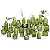 Anquephd 24PCS Mini Bud Vases As Wedding Centerpieces for Tables,Clear Bud Vases for Flowers,Small Flower Vases Suitable for Birthday Party,Anniversary,Wedding Reception,Baby Shower (Green, 24PCS)
