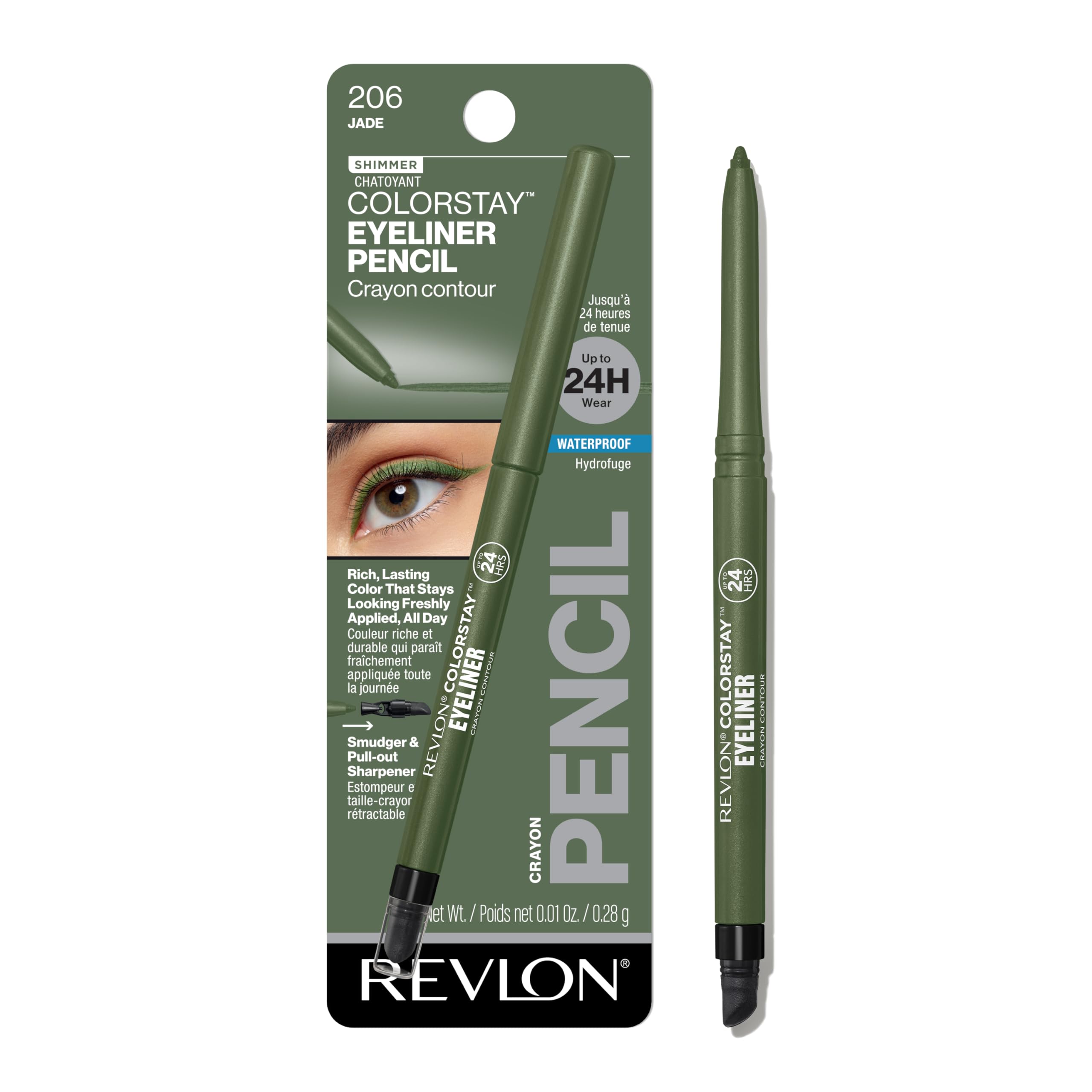Photo 1 of Revlon ColorStay Pencil Waterproof Eyeliner, Smudge-Proof, Eye Makeup with Built-In Sharpener, 206 Jade, 0.01 oz