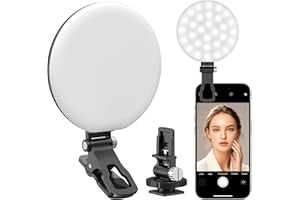 Anautin 60 LED Ring Light, Rechargeable Selfie With Front & Back Clip, 2500-6500K Portable Phone, Adjustable 3 Modes for iPhone, iPad, Tablet, Laptop, CRI97+, 90 Grams (Black)