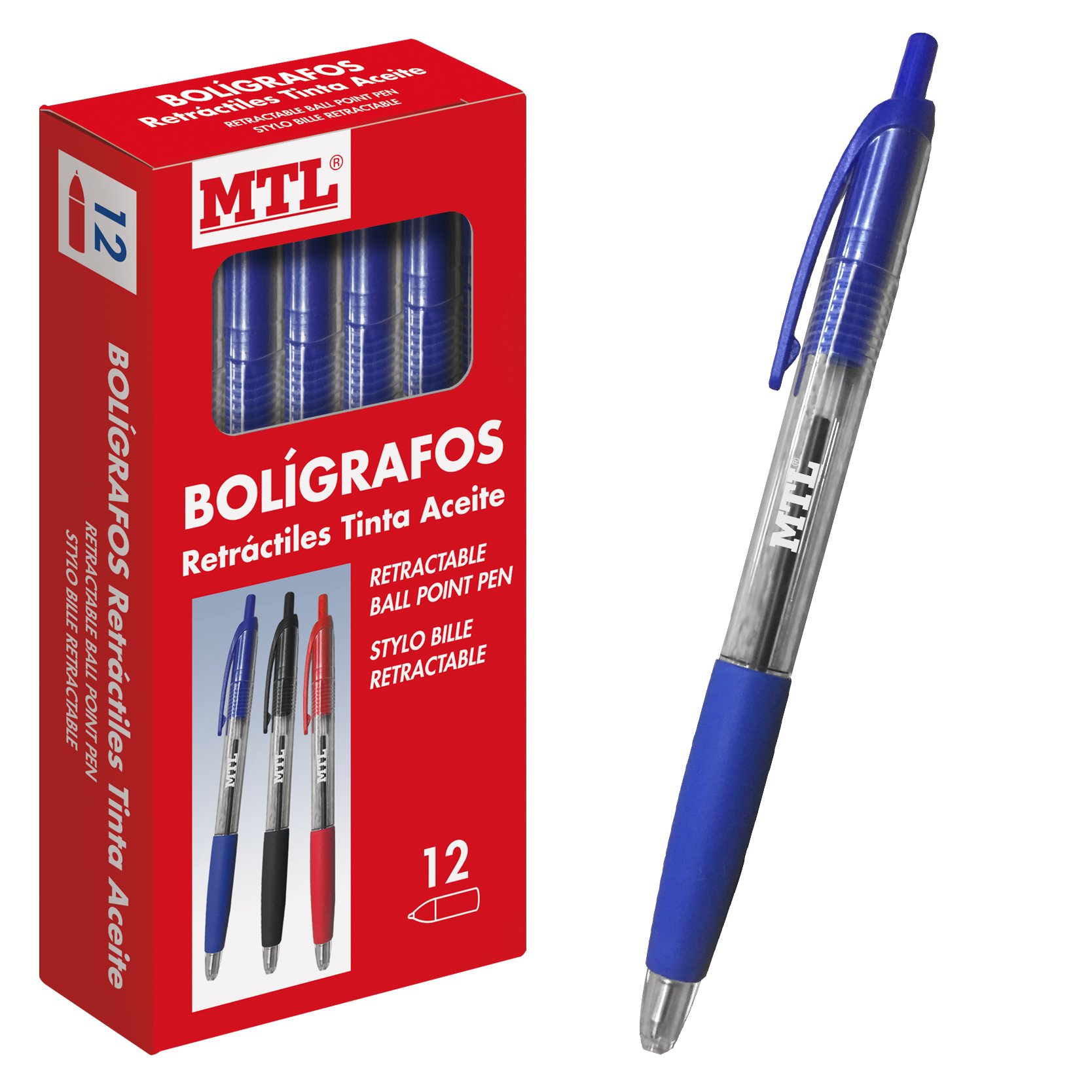 DOHE 79590 Retractable Ballpoint Pens 1.0 mm Pack of 12