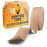 Sparthos Kinesiology Tape - Bulk Large Jumbo - Free Kinesio Taping Guide! - Support for Pro Athletic Sports and Recovery - Rocktape Waterproof Tex Rock Gold Tapes - Uncut 115 ft Roll (Beige)