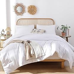 ROSGONIA White Comforter Queen, 3pcs Comforter for
