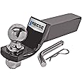 Trailer Hitch Ball Mount Starter Kit, Fits 2 Inch Square Receiver, 2 Inch Drop, 6,000 lbs. Capacity, Includes 2 Inch Trailer Ball and Pin & Clip, Black