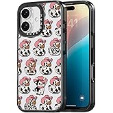 Rosarnnah Compatible for iPhone 16 Case Cute - Durable Shockproof 6.6 ft Drop Impact Phone Case - Black Funny Milk Cow Ducky Design for iPhone 16 6.1"