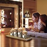 GoMaihe Candle Holder Set of 4 with Wooden Tray Gray Tealight Holders view 4