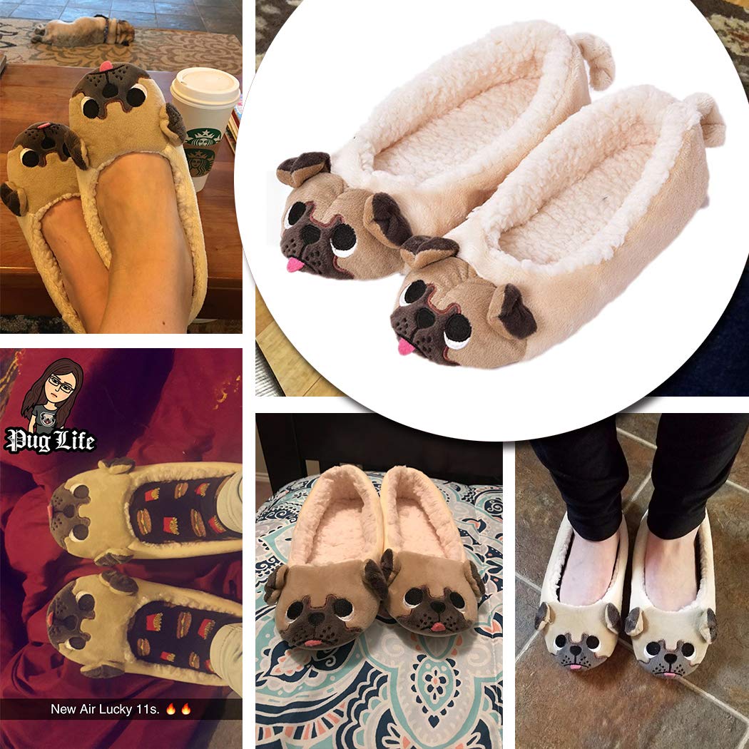 Women\'s Plush Winter Warm Animal Soft Cute Home Slippers Dog 7-8 B(M) US